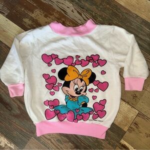 Vintage Minnie Mouse Valentines Heart Sweatshirt Toddler Girls Size 4